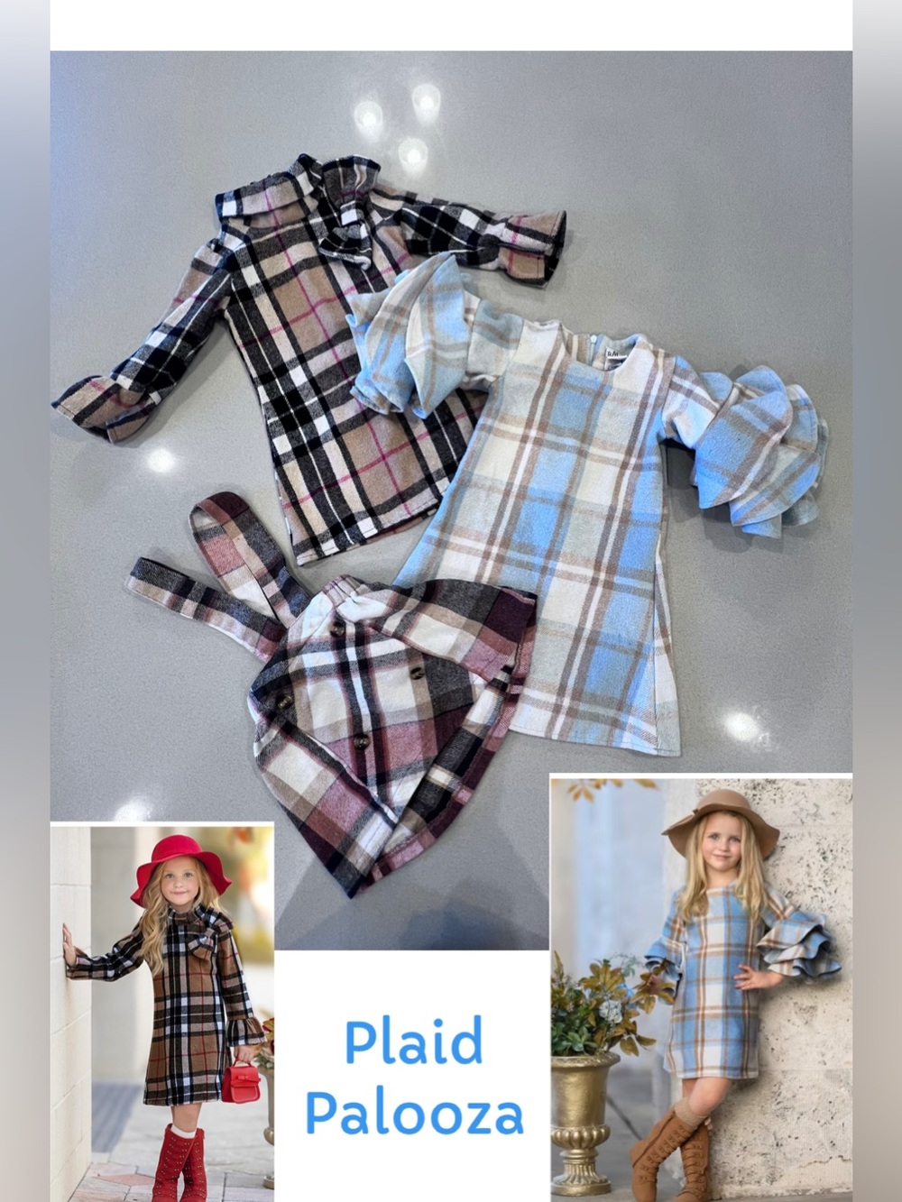 Plaid Flannel Kids Dress Trio Bundle 2T / 3T